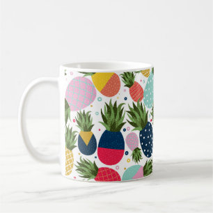 Ananas nahtlose Musterillustrierung, farbig Kaffeetasse