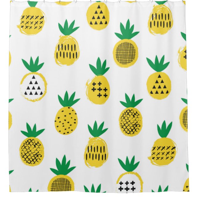 Ananas nahtloses Muster. Kinderdesign.  Duschvorhang (Vorderseite)