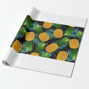 Ananas nahtloses Muster mit Blätter aus Palmen auf Geschenkpapier