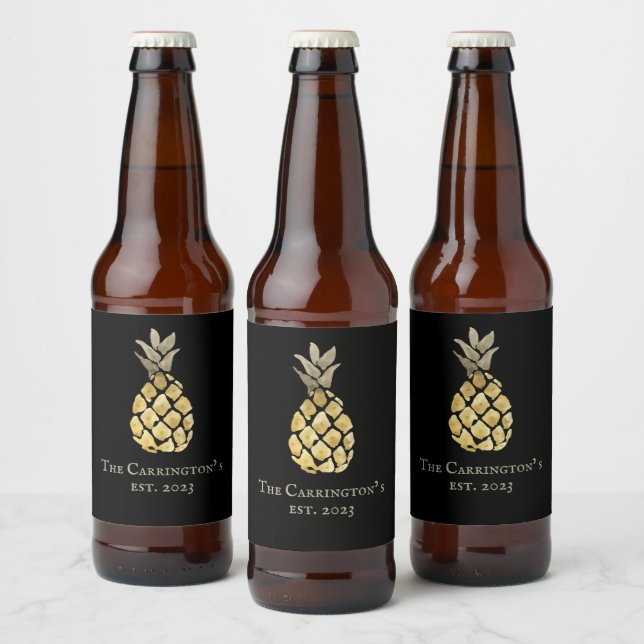 Ananas Name Wasserfarbenstift Personalisiert Bierflaschenetikett (Flaschen)