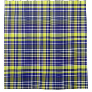 Ananas Navy Blue Weiße Preppy Madras Kariert Duschvorhang