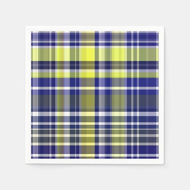 Ananas Navy Blue Weiße Preppy Madras Kariert Serviette (Vorderseite)