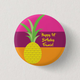 Ananas Niedlich Sommer 1. Geburtstag Party Thema Button