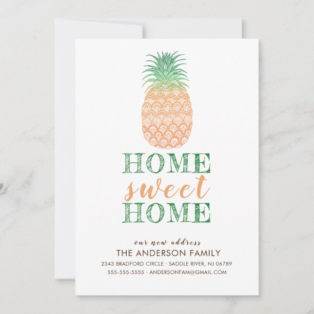 Ananas Nouvelle adresse Faire-part de déplacement (Devant)