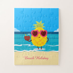Ananas Obst auf Beach Holiday Niedlich farbenfroh