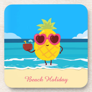 Ananas Obst auf Beach Holiday Niedlich farbenfroh Getränkeuntersetzer