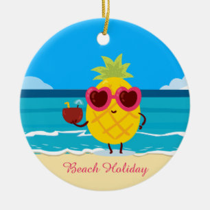 Ananas Obst auf Beach Holiday Niedlich farbenfroh Keramik Ornament