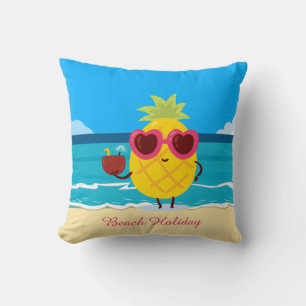 Ananas Obst auf Beach Holiday Niedlich farbenfroh Kissen