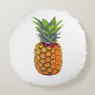 Ananas Obst auf Weiß Rundes Kissen
