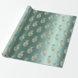 Ananas Obst Imitate Gold Tropic Sommer Aquamarin G Geschenkpapier