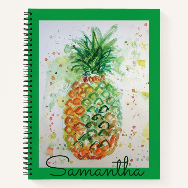 Ananas Obst Lebensmittel Tropische Girls Orange Li Notizbuch (Vorderseite)