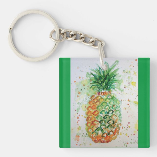 Ananas Obst Tropische Lebensmittel Tropische Kunst Schlüsselanhänger (Vorderseite)