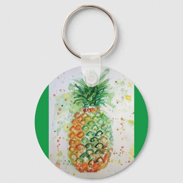 Ananas Obst Tropische Lebensmittel Tropische Kunst Schlüsselanhänger (Vorderseite)