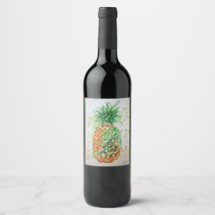 Ananas Obst Tropische Lebensmittel Tropische Kunst Weinetikett