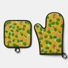 Ananas Ofenhandschuh & Topflappen-Set