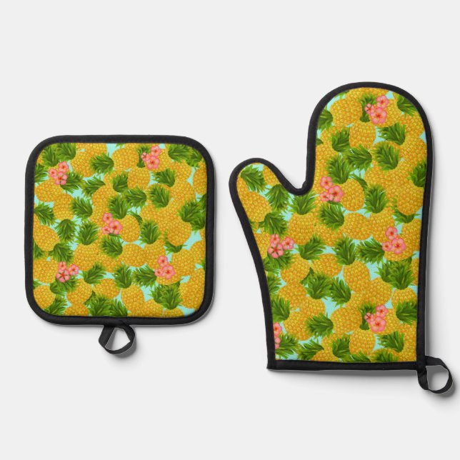 Ananas Ofenhandschuh & Topflappen-Set (Vorderseite)