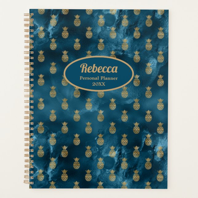 Ananas Or moderne Turquoise bleu Personnaliser (Devant)