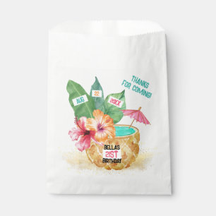 Ananas Palm Hibiskus Tropischer Cocktail Geburtsta Geschenktütchen