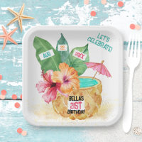 Ananas Palm Hibiskus Tropischer Cocktail Geburtsta