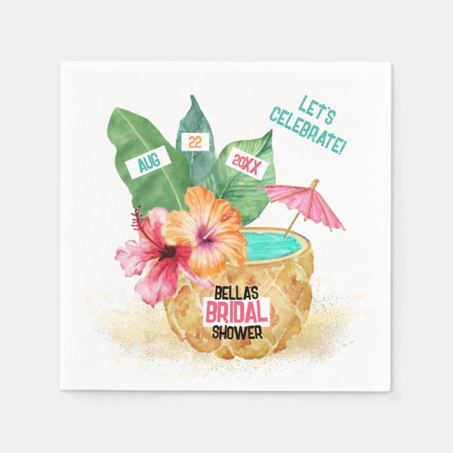 Ananas Palm Tropical Beach Brautparty Serviette (Vorderseite)