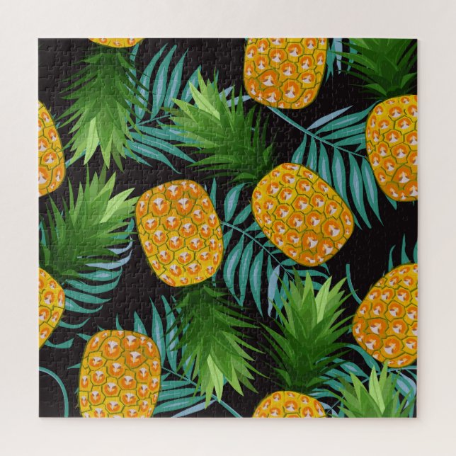 Ananas-Palmen-Schwarzes Band (Vertikal)