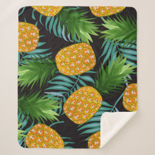 Ananas-Palmen-Schwarzes Band Sherpadecke