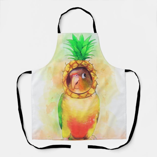 Ananas-Papagei mit Ananashut Schürze (Vorderseite)