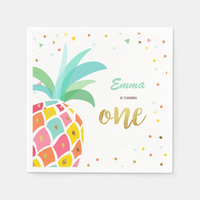 Ananas Papier Napkins Birthday Tropical Aloha Serviette (Vorderseite)