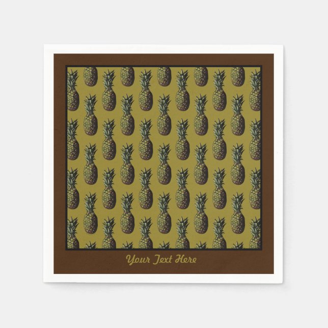 Ananas-Papier Napkins - Fakultative Personalisieru Serviette (Vorderseite)