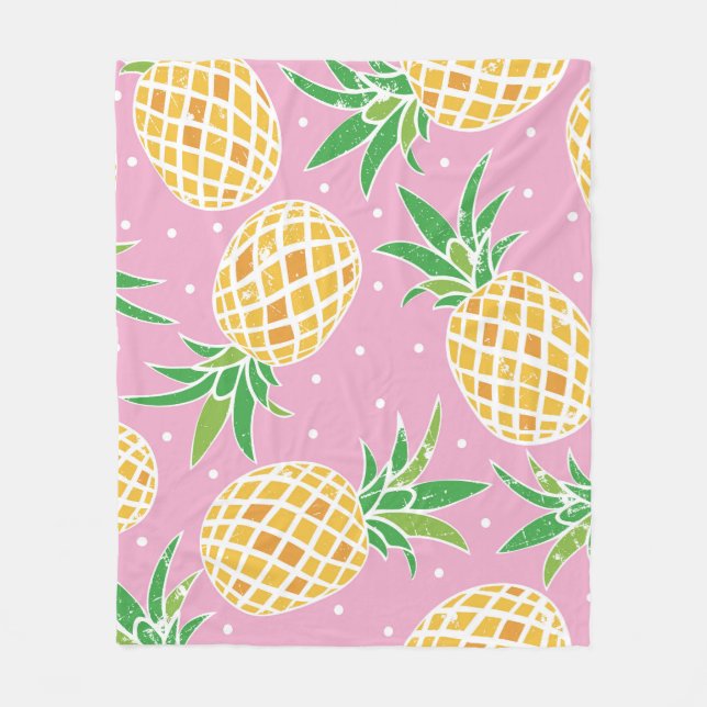 Ananas-Paradies: tropisches Muster Fleecedecke (Vorderseite)