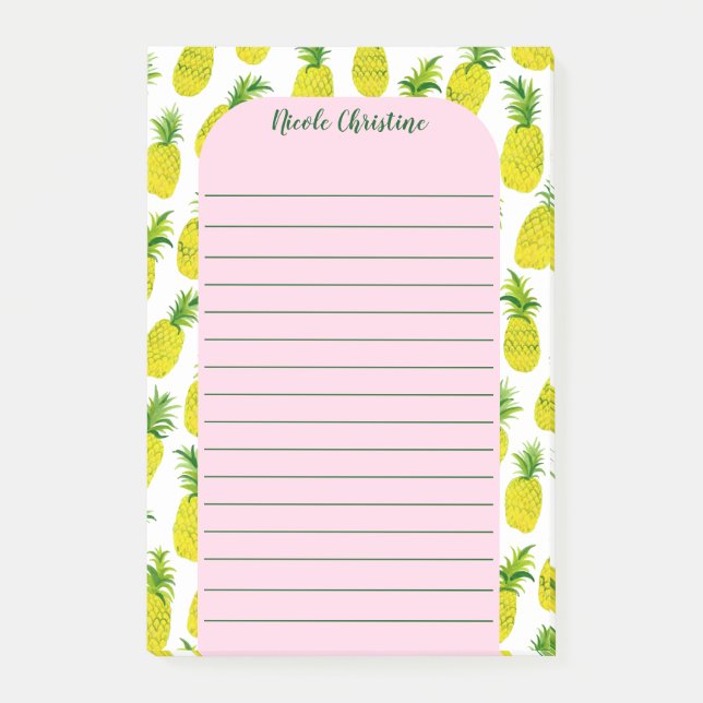Ananas-Party-Muster CUSTOMIZE IT Wasserfarbe Post-it Klebezettel (Vorderseite)