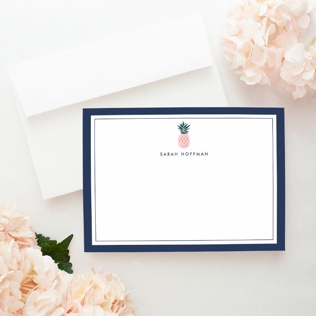 Ananas | Personalisierte Standfläche Mitteilungskarte (Von Creator hochgeladen)