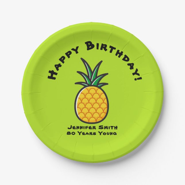 Ananas Personalisiertes tropisches Papier Teller P (Vorderseite)