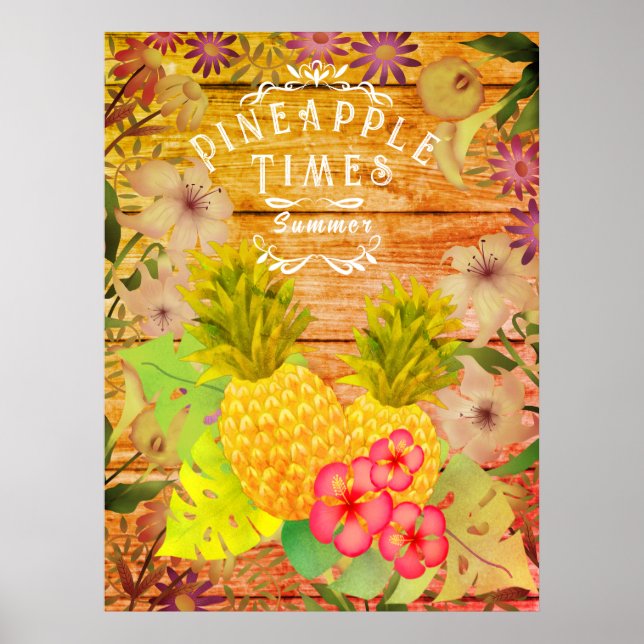 Ananas Pine Floral Poster (Vorne)