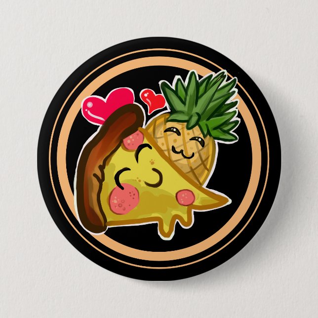 Ananas Pizza Liebe Button (Vorderseite)