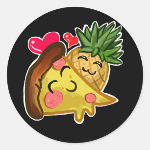 Ananas Pizza Liebe Runder Aufkleber