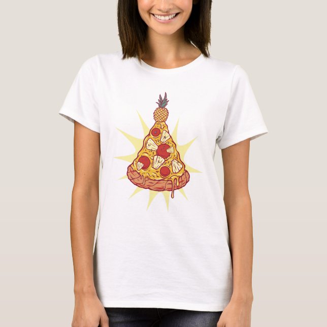 Ananas Pizza Weihnachten T-Shirt (Vorderseite)