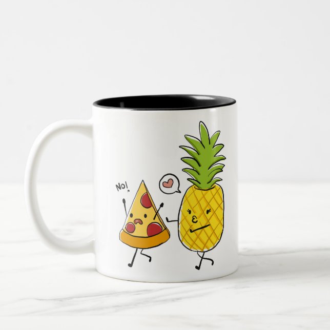 Ananas-Pizza Zweifarbige Tasse (Links)