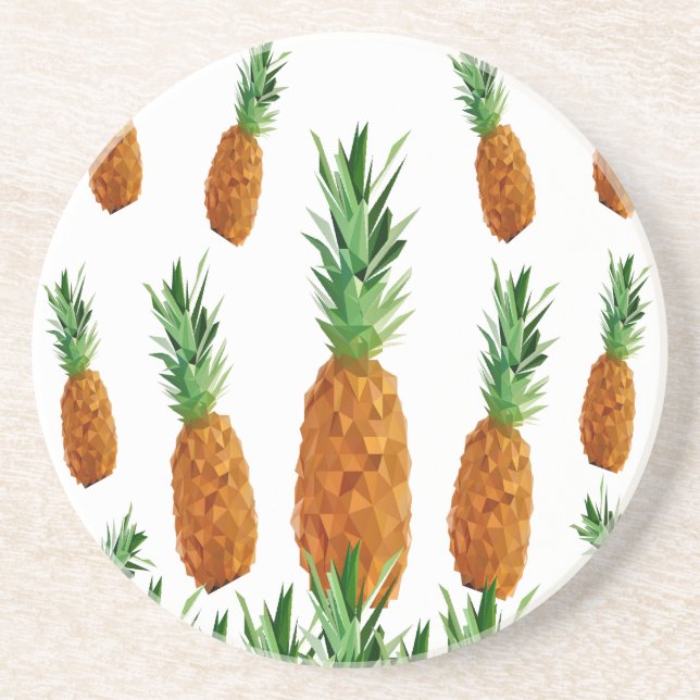 Ananas-Polygonmuster Sandstein Untersetzer (Vorne)