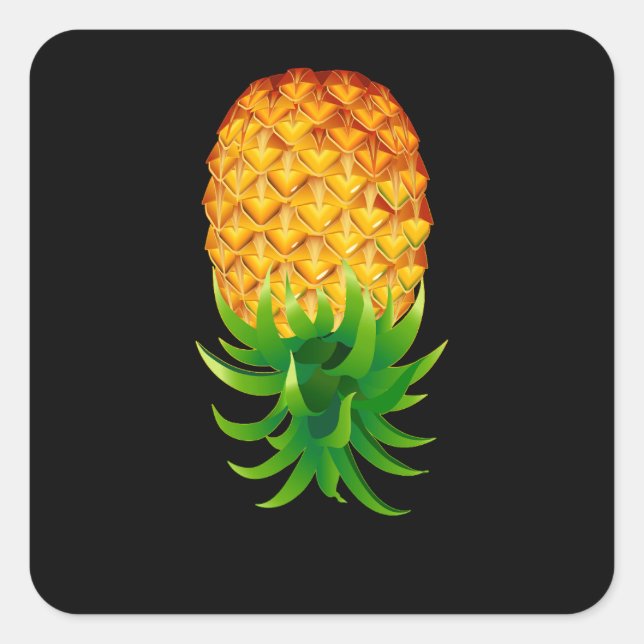 Ananas Quadratischer Aufkleber (Vorderseite)