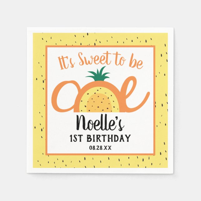 Ananas Rainbow, Sweet to be One, 1st Birthday Serviette (Vorderseite)