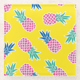 Ananas-Rausch: Heller Cartoon Vintag. Glasuntersetzer