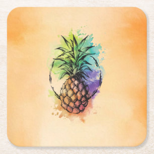 Ananas Rechteckiger Pappuntersetzer