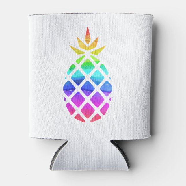Ananas-Regenbogen Wasserfarbe tropisch farbig Dosenkühler (Vorderseite)