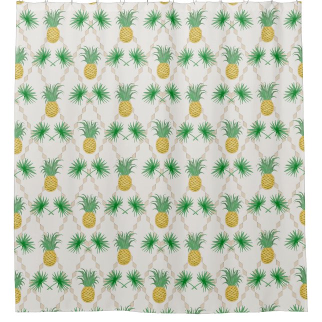 Ananas, Retro Duschvorhang (Vorderseite)