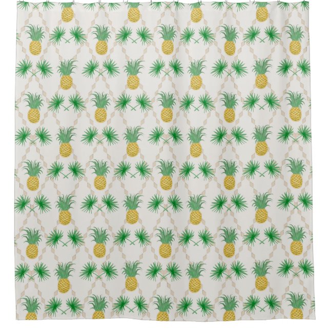 Ananas, Retro Duschvorhang (Vorderseite)