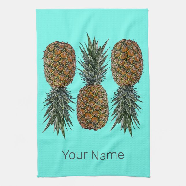 Ananas Retro Vegan und vegetarisch Vintag Obst Geschirrtuch (Vertikal)
