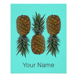 Ananas Retro Vegan und vegetarisch Vintag Obst Poster