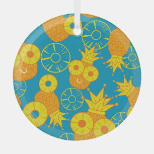 Ananas Rings: Doodle Cartoon Vintag. Ornament Aus Glas