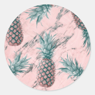 Ananas Rosa Marmor Wirbel Moderne Partygeschenke Runder Aufkleber